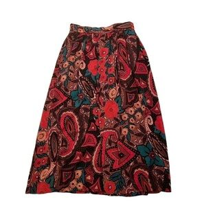 Vintage Cross Country Fashions Midi Skirt Paisley Floral